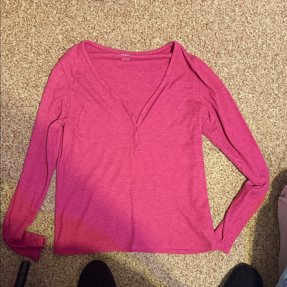 American Eagle Outfitters Pink Long Sleeve Tee